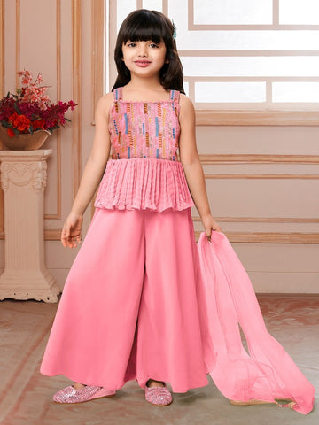 KdsGirls Top Plazo And Dupatta Set